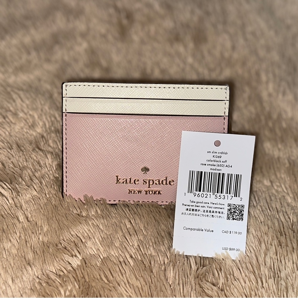 Kate Spade Madison Blush and Cream Card Holder
